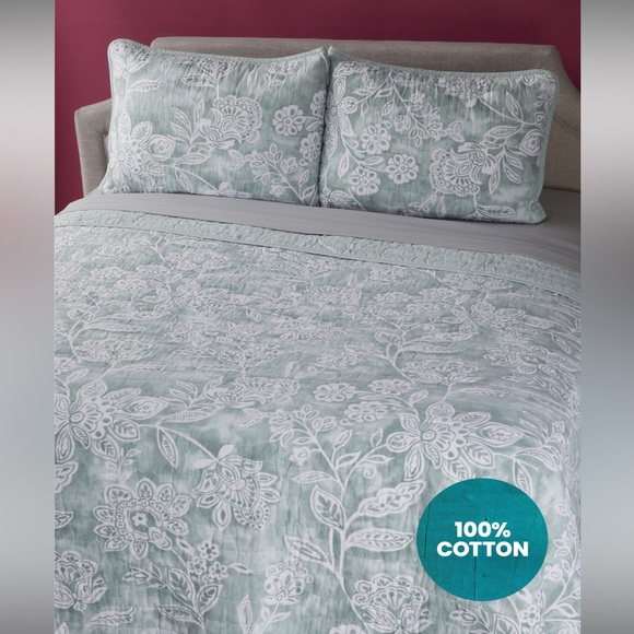 🎉LAST PIECE🎉RACHEL ZOE 3pc Orcas Floral Cotton Quilt Set - Picture 1 of 7